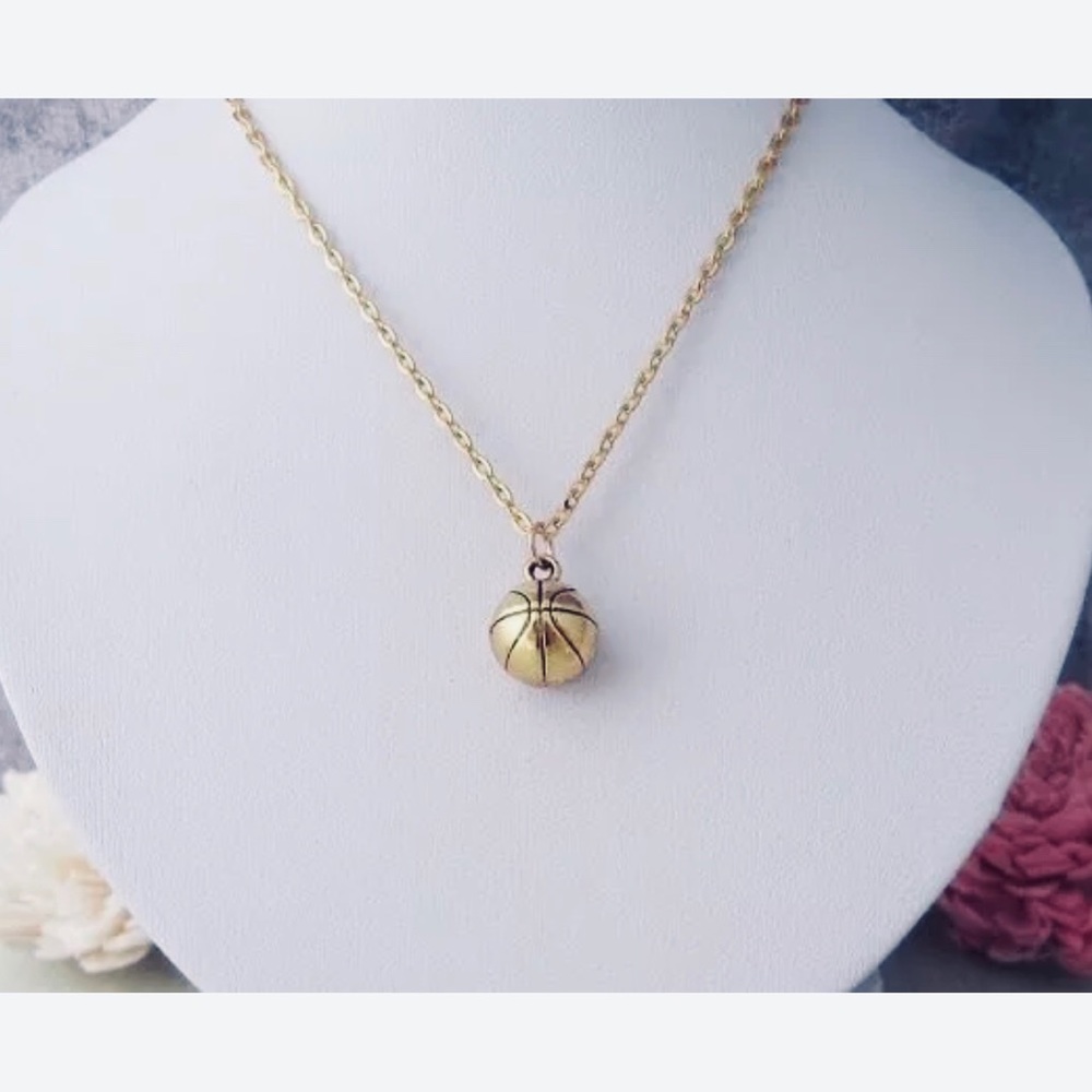 Gold Basketball Necklace. New!!!